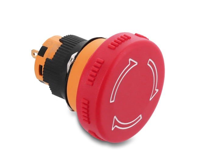 Delock Pilzkopf Taster zum Einbau 16 mm 2 x Lötanschluss (kurz) Kunststoff 32 mm Ø