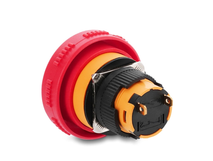 Delock Pilzkopf Taster zum Einbau 16 mm 2 x Lötanschluss (kurz) Kunststoff 32 mm Ø