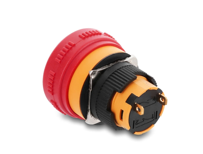 Delock Pilzkopf Taster zum Einbau 16 mm 2 x Lötanschluss (kurz) Kunststoff 26 mm Ø