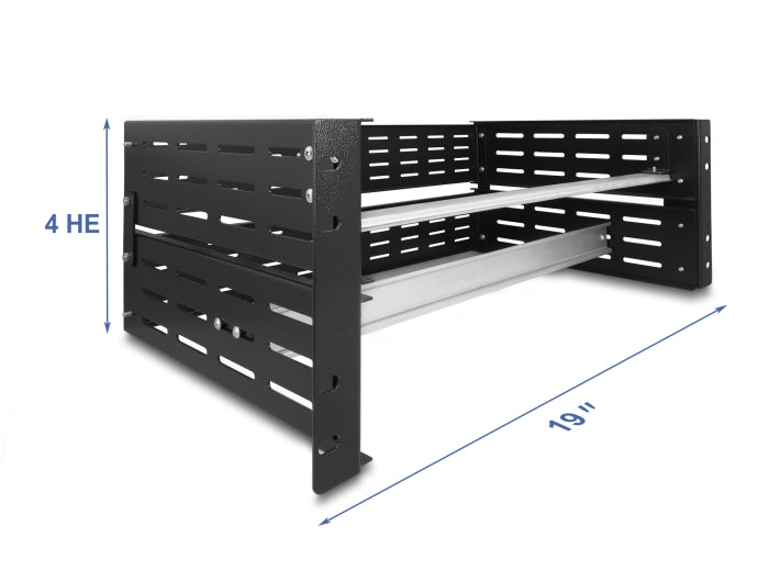 Delock 19″ Hutschienenhalterung 4 HE, schwarz