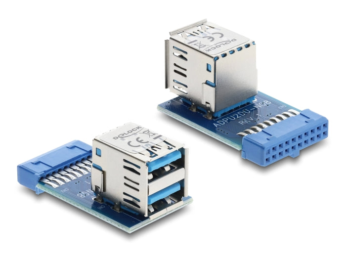 Delock USB 3.0 Pin Header Buchse > 2 x USB 3.0 Buchse - oben, übereinander