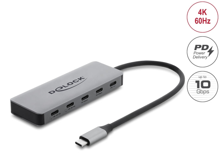 Delock 2 Port USB 10 Gbps Hub und 2 Port USB-C™ 4K mit PD 3.0 100 Watt