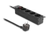 Delock 10″ Steckdosenleiste 4-fach mit Schutzkontakt Schalter 1 HE schwarz