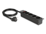 Delock 10″ Steckdosenleiste 4-fach mit Schutzkontakt Schalter 1 HE schwarz
