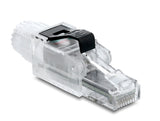 Delock RJ45 Stecker feldkonfektionierbar Cat.6A ungeschirmt transparent / schwarz