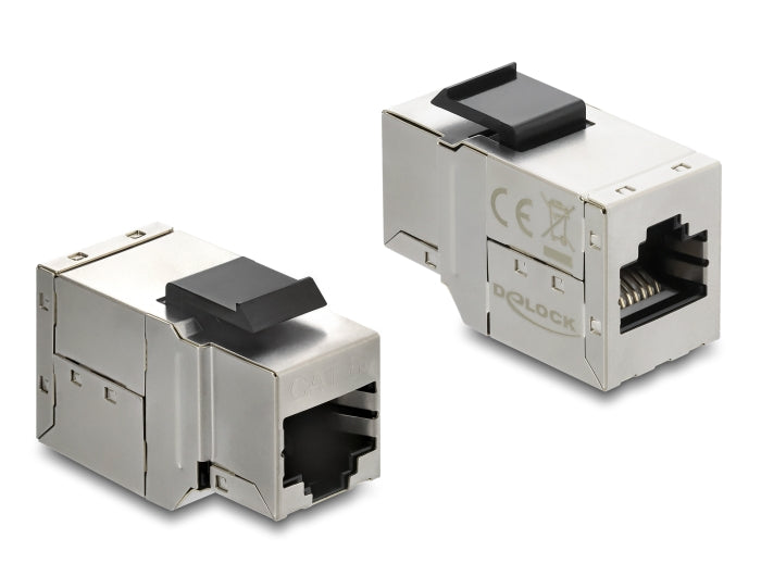 Delock Keystone Modul Kupplung RJ45 Buchse zu RJ45 Buchse Cat.6A mit schwarzer Kunststoff Latch, geschirmt