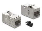 Delock Keystone Modul Kupplung RJ45 Buchse zu RJ45 Buchse Cat.6A mit Metall Latch und Clip, geschirmt