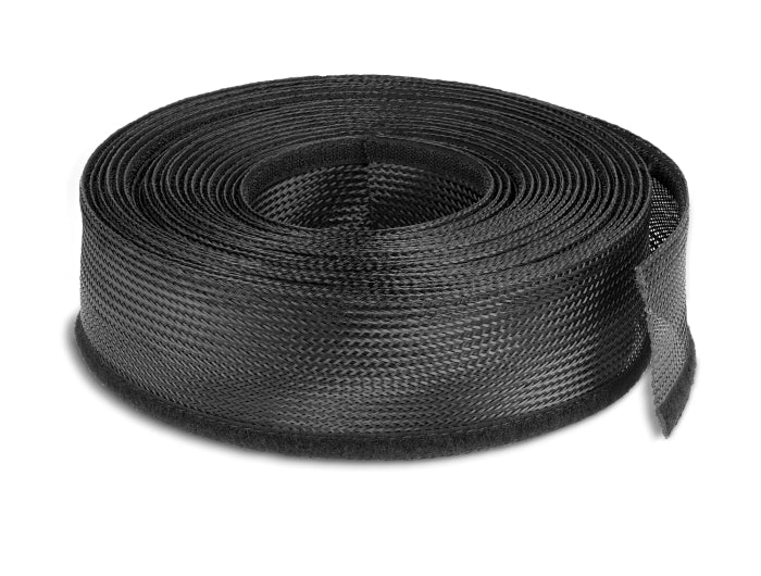 Delock Geflechtschlauch mit Klettverschluss 10 m x 19 mm schwarz
