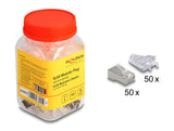 Delock RJ45 Modularer Stecker mit vorderer Öffnung (easy connect) Cat.6 und Knickschutztülle 50er Set