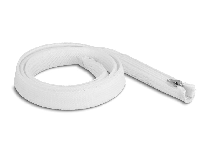Delock Geflechtschlauch mit Reißverschluss hitzebeständig 1 m x 20 mm weiß