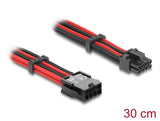 Delock Verlängerungskabel 8 Pin Stecker zu 6 + 2 Pin PCIe Buchse Textilummantelung rot-schwarz 30 cm