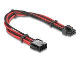 Delock Verlängerungskabel 8 Pin Stecker zu 6 + 2 Pin PCIe Buchse Textilummantelung rot-schwarz 30 cm