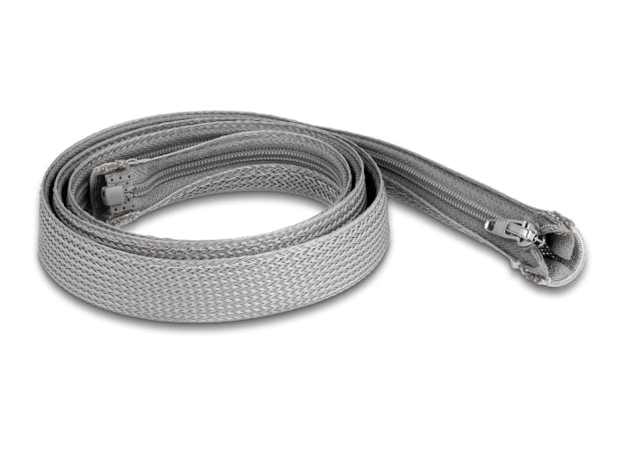 Delock Geflechtschlauch mit Reißverschluss hitzebeständig 1 m x 20 mm grau