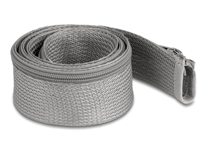 Delock Geflechtschlauch mit Reißverschluss hitzebeständig 1 m x 50 mm grau