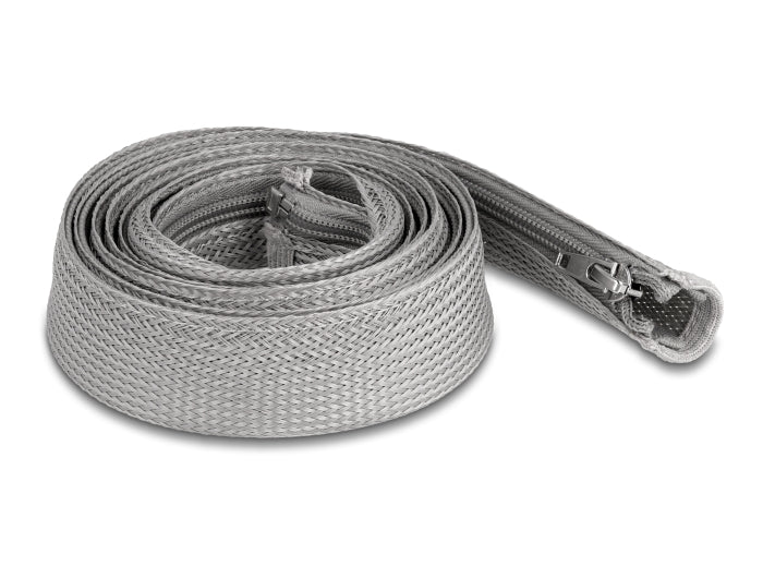 Delock Geflechtschlauch mit Reißverschluss hitzebeständig 2 m x 30 mm grau