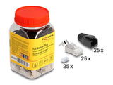 Delock RJ45 Modularer Stecker mit Zugentlastung Cat.6A, Cat.7 und Knickschutztülle 25er Set