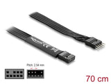 Delock HD Audio Flachbandkabel Mainboard Verlängerungskabel 9 Pin Pfostenstecker zu Pfostenbuchse 70 cm schwarz