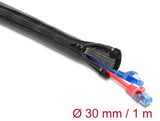 Delock Geflechtschlauch mit Reißverschluss hitzebeständig 1 m x 30 mm schwarz