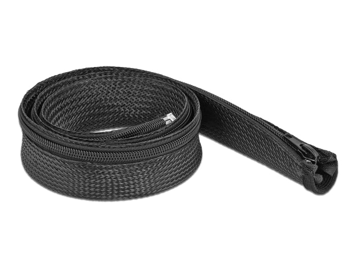 Delock Geflechtschlauch mit Reißverschluss hitzebeständig 1 m x 30 mm schwarz