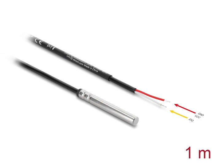 Delock Temperaturfühler-Kabel mit 2 x offene Kabelenden DS18B20 1 m