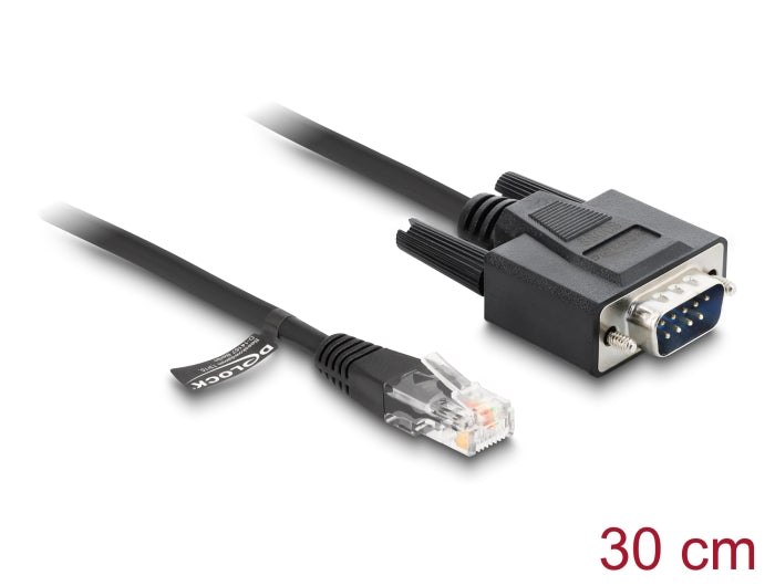 Delock Kabel RJ45 Stecker zu Seriell RS-232 D-Sub 9 Stecker 30 cm schwarz