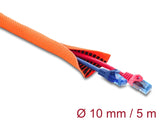 Delock Kabelschutzschlauch mit schwarzer Verschleißanzeige selbstschließend doppellagig 5 m x 10 mm orange