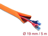 Delock Kabelschutzschlauch mit schwarzer Verschleißanzeige selbstschließend doppellagig 5 m x 19 mm orange