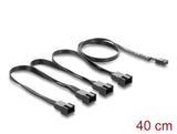 Delock Lüfterkabel Splitter 1 x 4 Pin PWM Buchse zu 4 x 4 Pin PWM Stecker schwarz – 40 cm Länge mit 20 cm Abzweigen