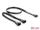 Delock Y-Lüfterkabel 1 x 4 Pin PWM Buchse zu 2 x 4 Pin PWM Stecker schwarz – 50 cm Länge mit 20 cm Abzweigen