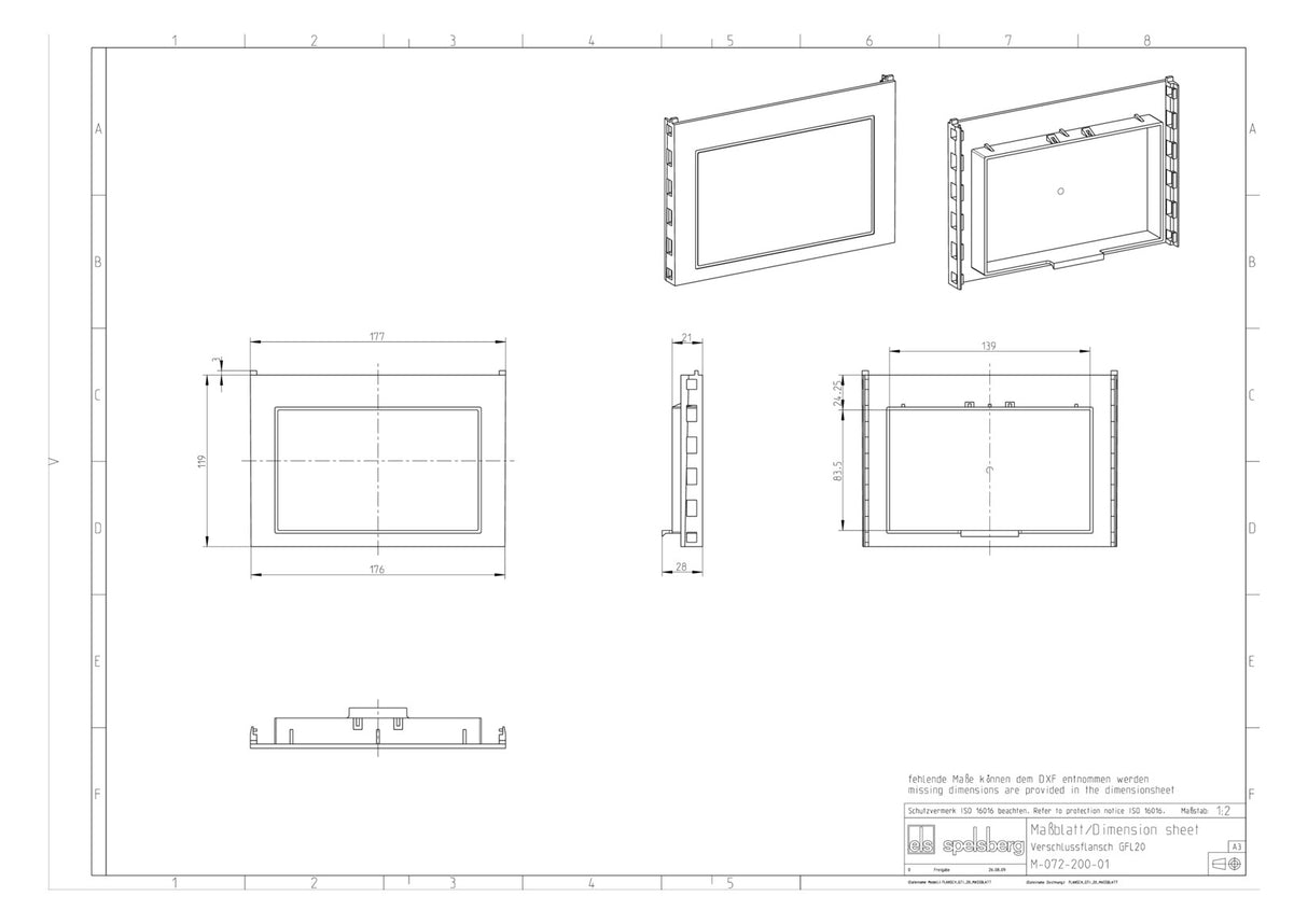 SPELSBERG Einführungsflansch Kst blind GFL 20 220x119mm unbeh