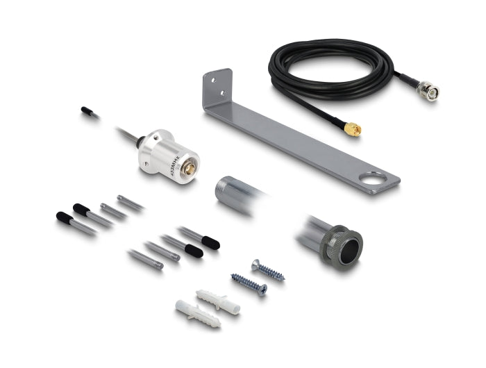 Delock 433 MHz Antenne SMA Stecker 3 dBi omnidirektional starr mit Anschlusskabel RG-58 C/U 3 m Wandmontage outdoor silber