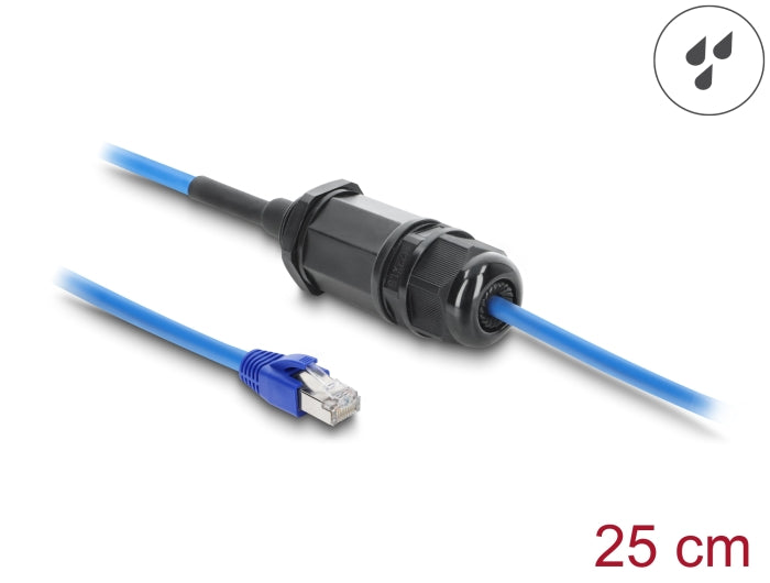 Delock Kabel RJ45 Stecker zu RJ45 Buchse Cat.6 wasserdicht mit Kabelverschraubung