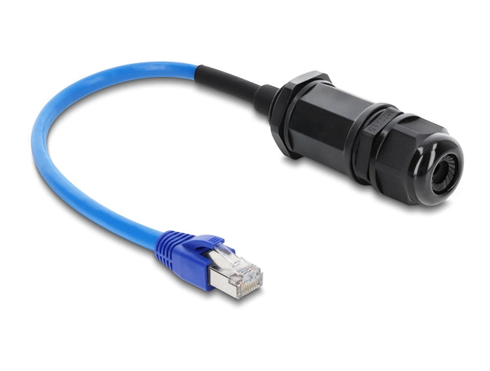 Delock Kabel RJ45 Stecker zu RJ45 Buchse Cat.6 wasserdicht mit Kabelverschraubung