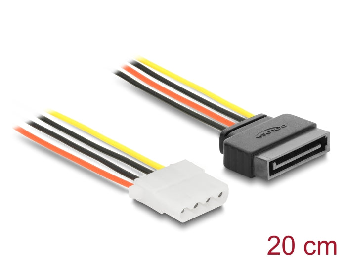 Delock Stromkabel SATA 15 Pin Stecker > 4 Pin Buchse 20 cm