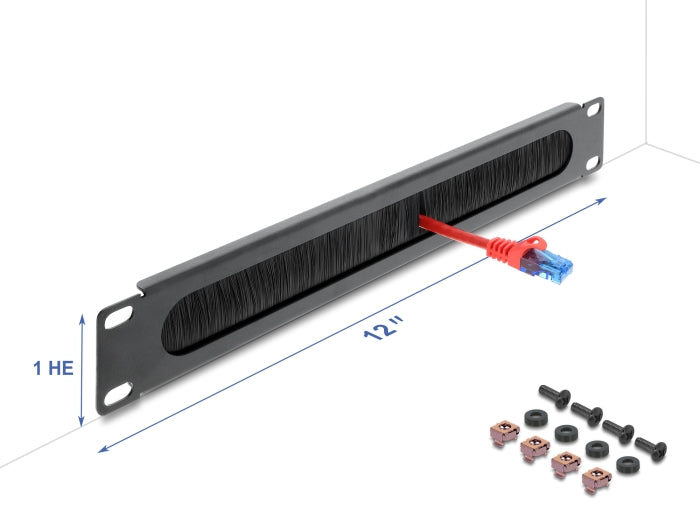 Delock 12″ Kabelmanagement Bürstenleiste 1 HE dunkelgrau