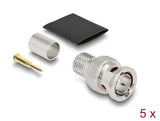 Delock BNC Stecker 75 Ohm zum Crimpen RG-11 mit passendem Schrumpfschlauch - 5 Stück
