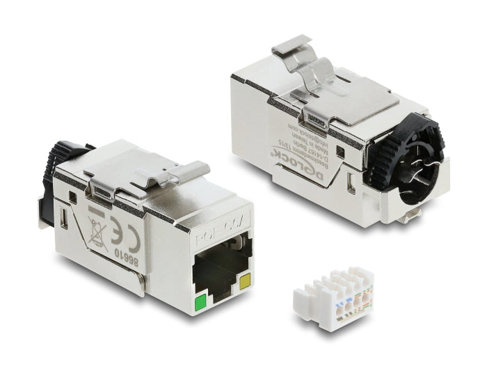 Delock Keystone Modul RJ45 Buchse Cat.6A STP mit PoE LED