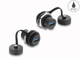 Delock USB 5 Gbps Typ-A Einbaubuchse mit Verschlusskappe IP67 staub- und wasserdicht