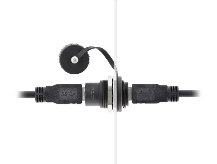 Delock USB 5 Gbps Typ-A Einbaubuchse mit Verschlusskappe IP67 staub- und wasserdicht