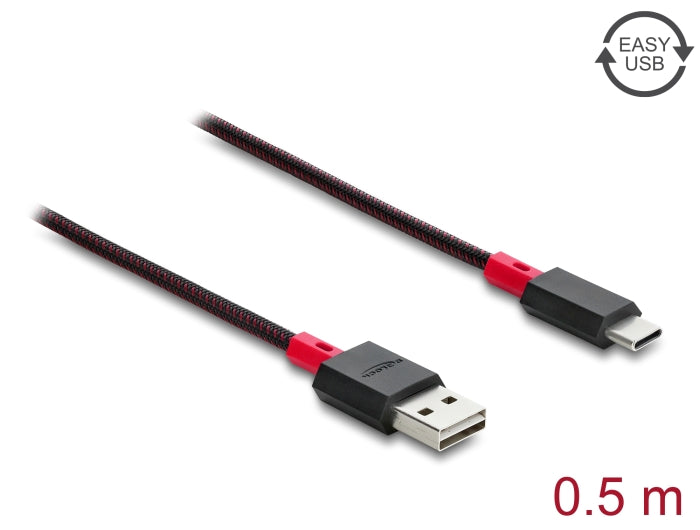 Delock EASY-USB 2.0 Kabel Typ-A Stecker zu USB Type-C™ Stecker 0,5 m schwarz