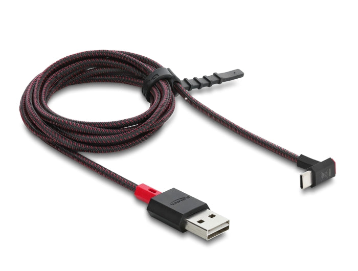 Delock EASY-USB 2.0 Kabel Typ-A Stecker zu USB Type-C™ Stecker gewinkelt oben / unten 2 m schwarz
