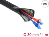 Delock EMV Abschirmgeflechtschlauch mit Reißverschluss hitzebeständig 1 m x 30 mm schwarz