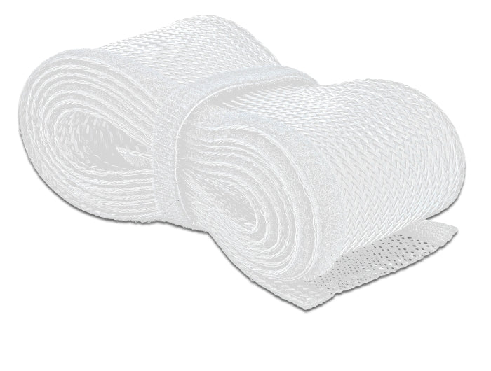 Delock Geflechtschlauch mit Klettverschluss 2 m x 19 mm weiß