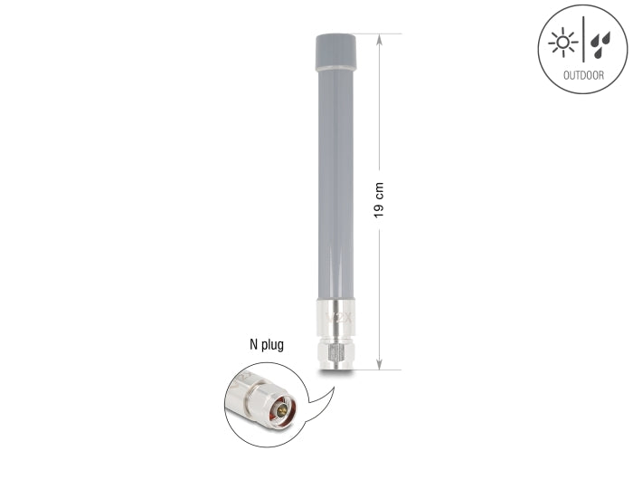 Delock V2X Antenne N Stecker 6 dBi 19 cm omnidirektional starr outdoor grau