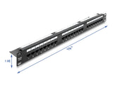 Delock 19″ 1 HE Patchpanel 24 Port Cat.6 mit LED und Entlastungsschiene ungeschirmt schwarz