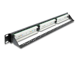 Delock 19″ 1 HE Patchpanel 24 Port Cat.6 mit LED und Entlastungsschiene ungeschirmt schwarz