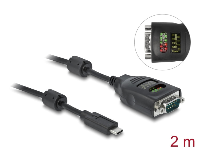 Delock USB Type-C™ zu Seriell DB9 Adapter mit 9 LED RS-232 Tester