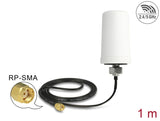Delock WLAN 802.11 ac/a/h/b/g/n Antenne RP-SMA Stecker 1,4 - 3 dBi omnidirektional mit Anschlusskabel (ULA 100, 1 m) weiß outdoor
