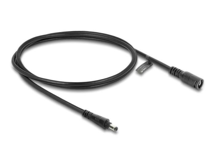 Delock DC Verlängerungskabel 5,5 x 2,5 mm Stecker zu Buchse mit Bajonettverschluss 18 AWG, 1 m schwarz