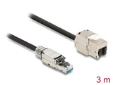 Delock Kabel RJ45 Stecker feldkonfektionierbar zu Keystone Modul RJ45 Buchse Cat.6A 3 m